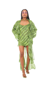 Tulum Slip Dress Green Snake