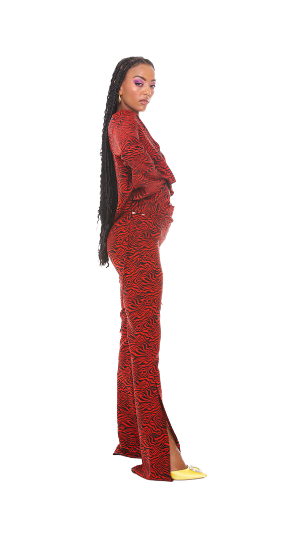 Tulum Flare Pants Red Tiger