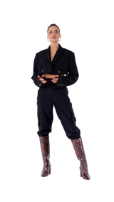 Philomena Cargo Pants Elastic Bottoms Black