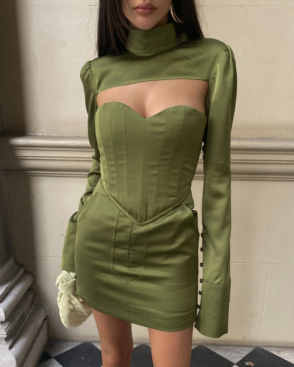 Femme Fatale Mini Zip Skirt Olive Green