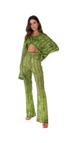 Tulum Flare Pants Green Snake