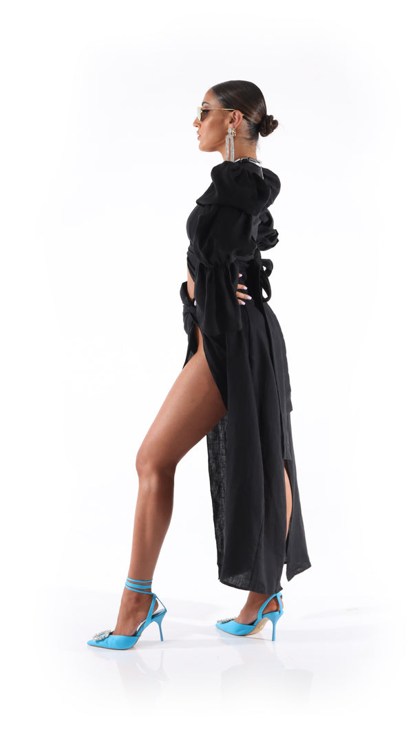 Aurieta Robe Dress Black Linen